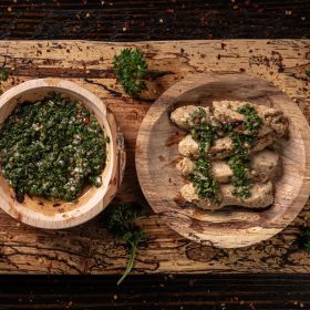 Chimichurri on meat