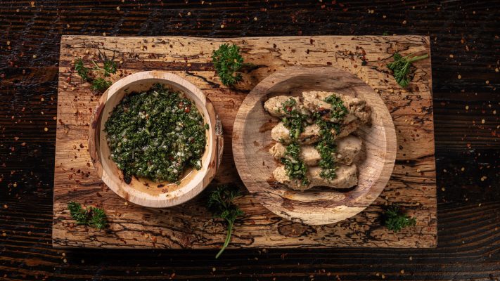 Chimichurri on meat
